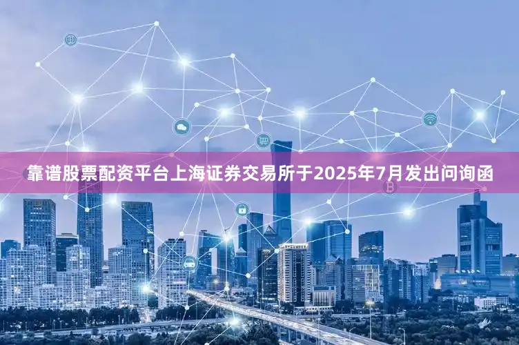 靠谱股票配资平台上海证券交易所于2025年7月发出问询函